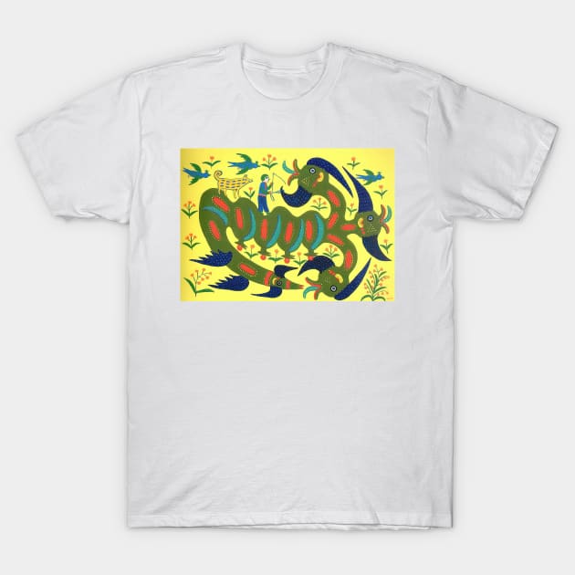 vania has brided a serpent by the beard and rides through town 1983 - Maria Primachenko T-Shirt by Kollagio